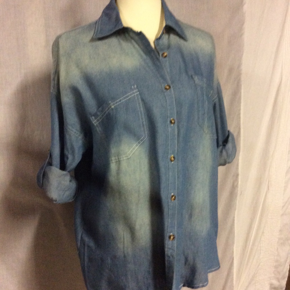 TOBI Long sleeve jean shirt